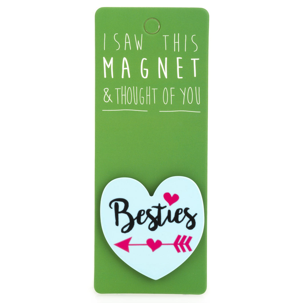 A fridge magnet saying 'Besties'