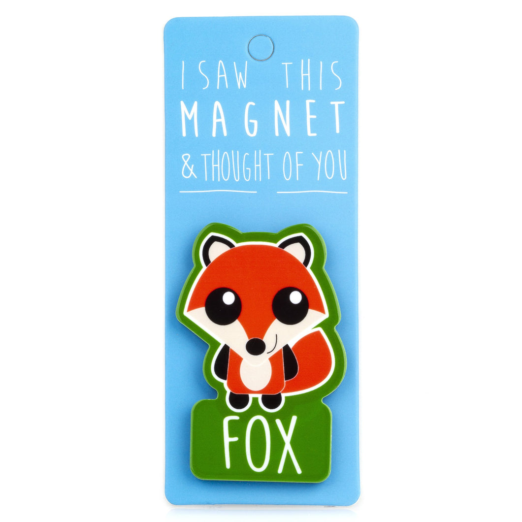 A fridge magnet saying 'Fox'