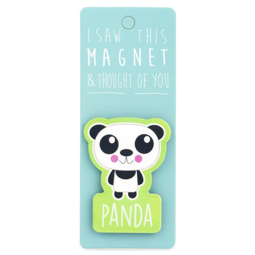 A fridge magnet saying 'Panda'