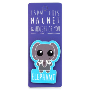 A fridge magnet saying 'Elephant'