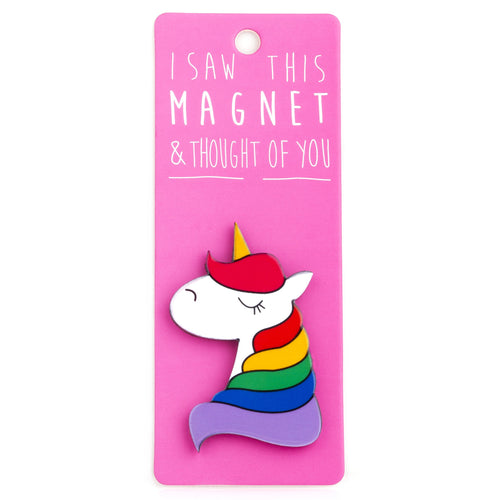 A fridge magnet saying 'Unicorn 1'