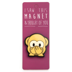 A fridge magnet saying 'Monkey Emoji'