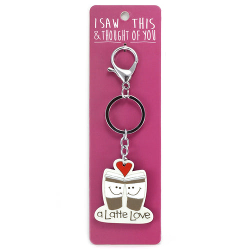 A KEYRING SAYING 'A LATTE LOVE'