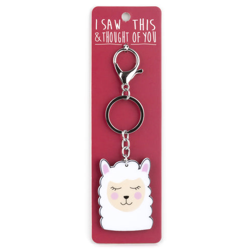 A KEYRING SAYING 'SMILING LLAMA'