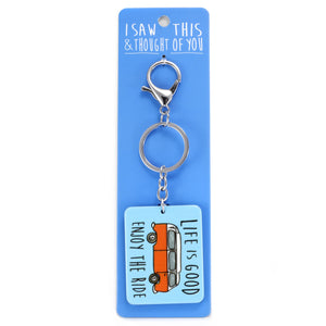 A KEYRING SAYING 'ENJOY THE RIDE'