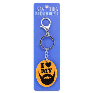 A KEYRING SAYING 'HEART MY BEARD'