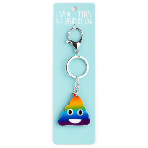 A KEYRING SAYING 'RAINBOW POOP'