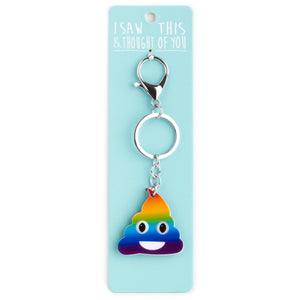 A KEYRING SAYING 'RAINBOW POOP'