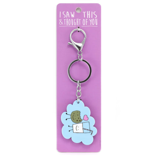 A KEYRING SAYING 'MILK & COOKIES'