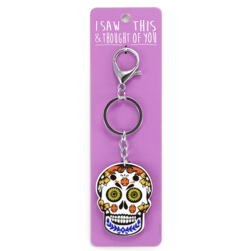 A KEYRING SAYING 'CANDY SKULL'